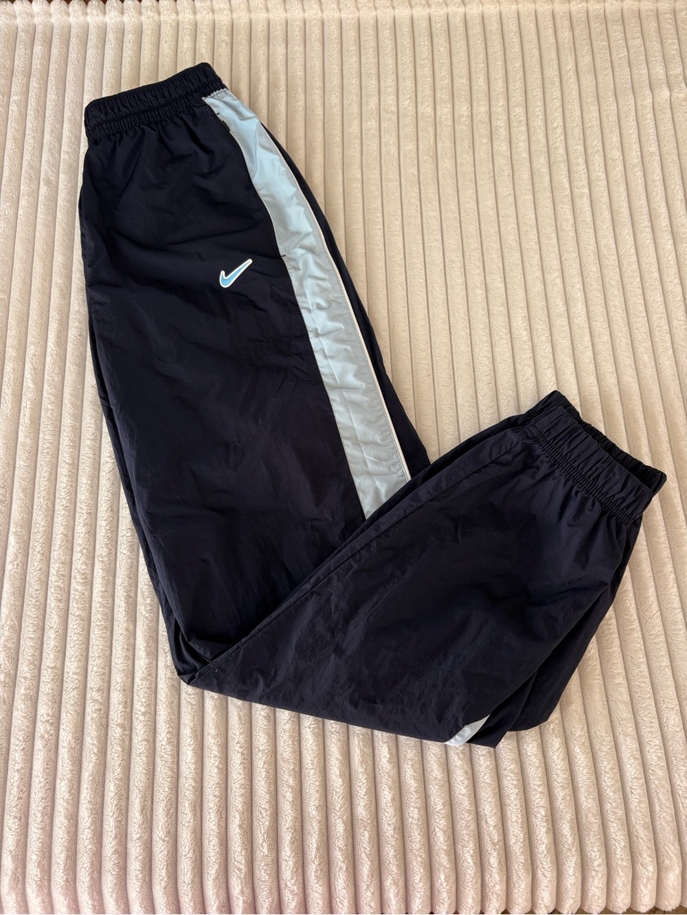 Nike Tn Air Navy Track Pants with Light Blue Stripe